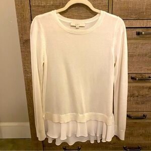 Ivory layered sweater blouse by LOFT. Size XS.